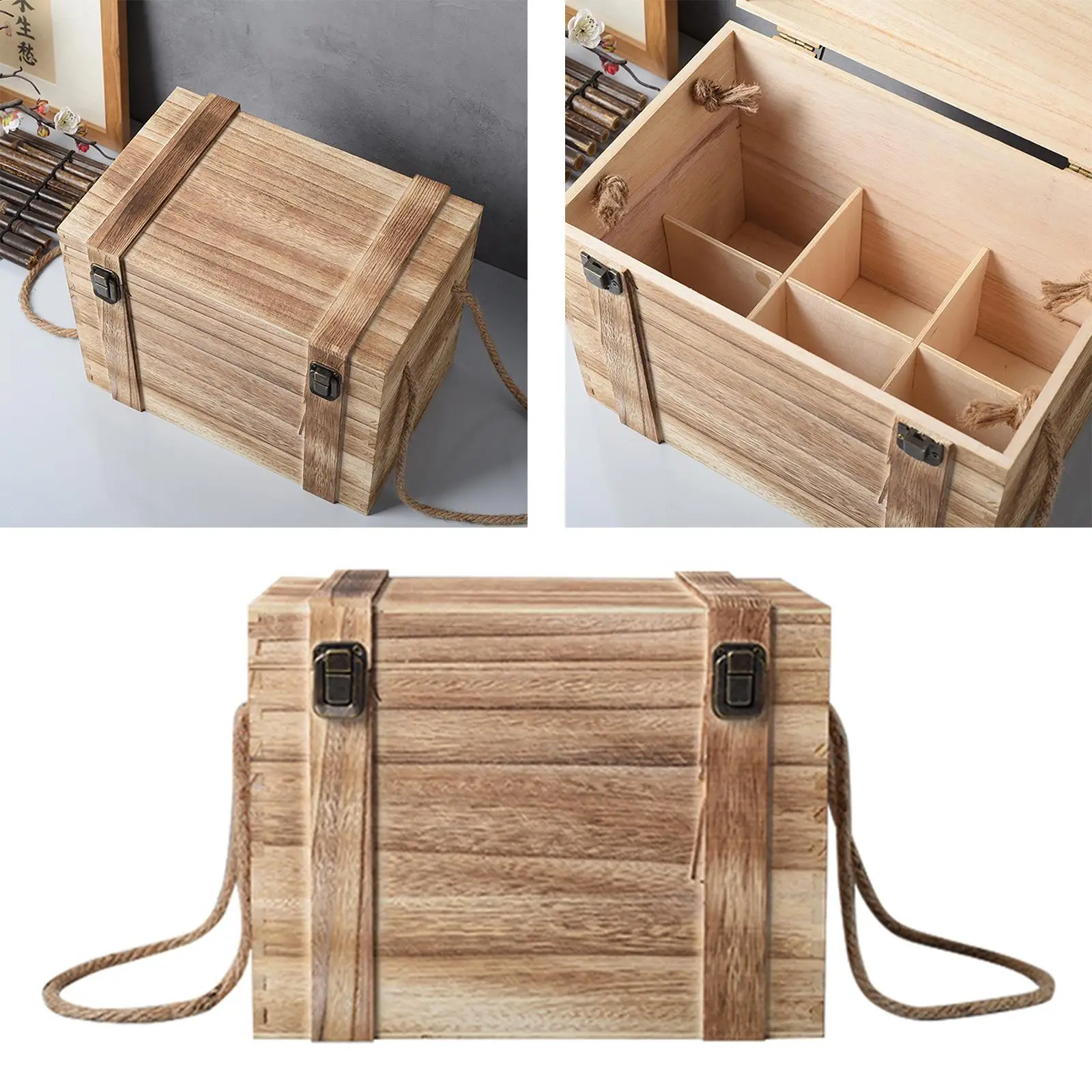 6 Bottle Wine Box Wine Accessories Wine Crate for Wedding Anniversary Party