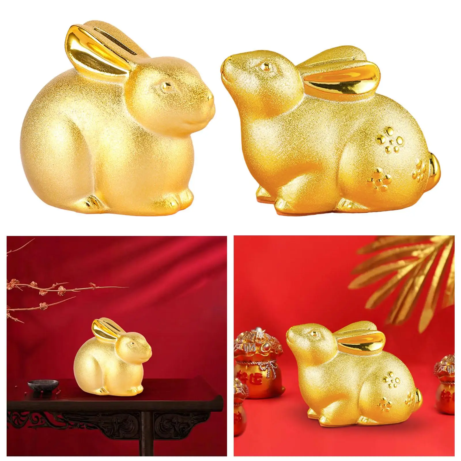 Rabbit Piggy Bank Animal Bunny Statue Money Box for Desktop Adults and Kids