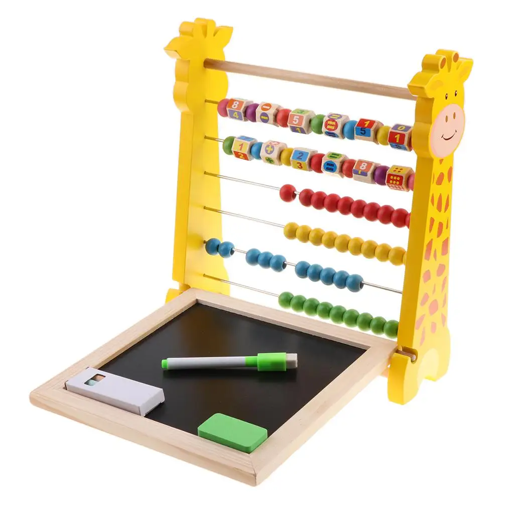 Colorful Abacus Educational Counting Toy, Learning Abacus  Counting Games and  Wooden Double Side Drawing Writing Board