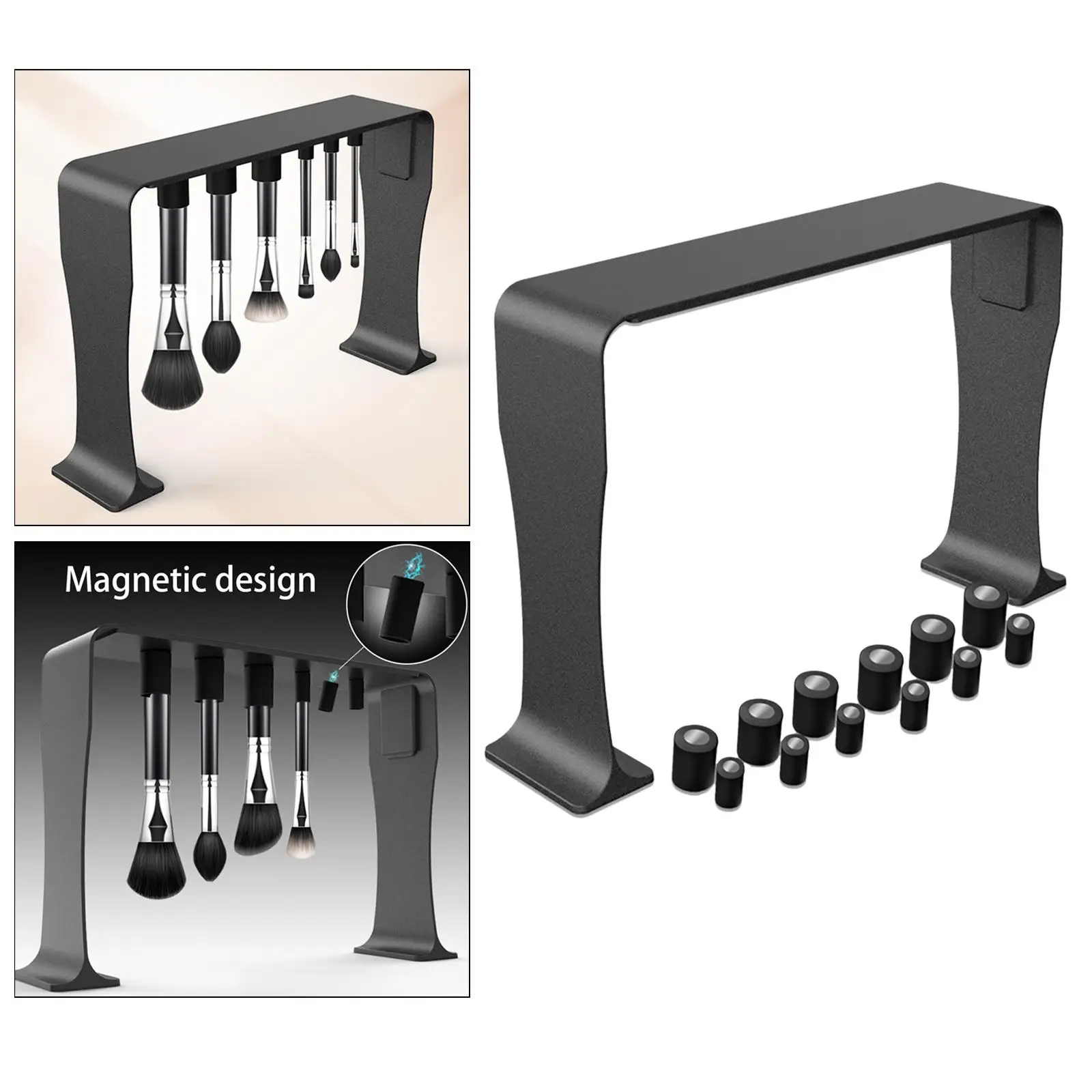 Makeup Brush Drying Rack 12 Magnetic Suction Slots Professional Detachable Portable Storage Stand Organiser for Dresser Desktop