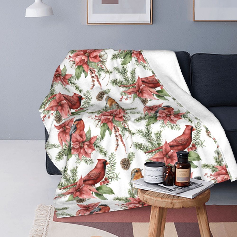 Cardinal Blanket Flannel Print Bed Cute Birds Throw Blanket 2 The