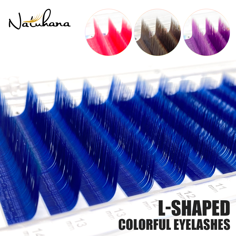 Best of NATUHANA Easy Fan Colored Lashes L / LU(M) Curl False Eyelash Extension Individual Auto Fan Color Mink Eyelashes L Shaped Makeup Reviews & Tips