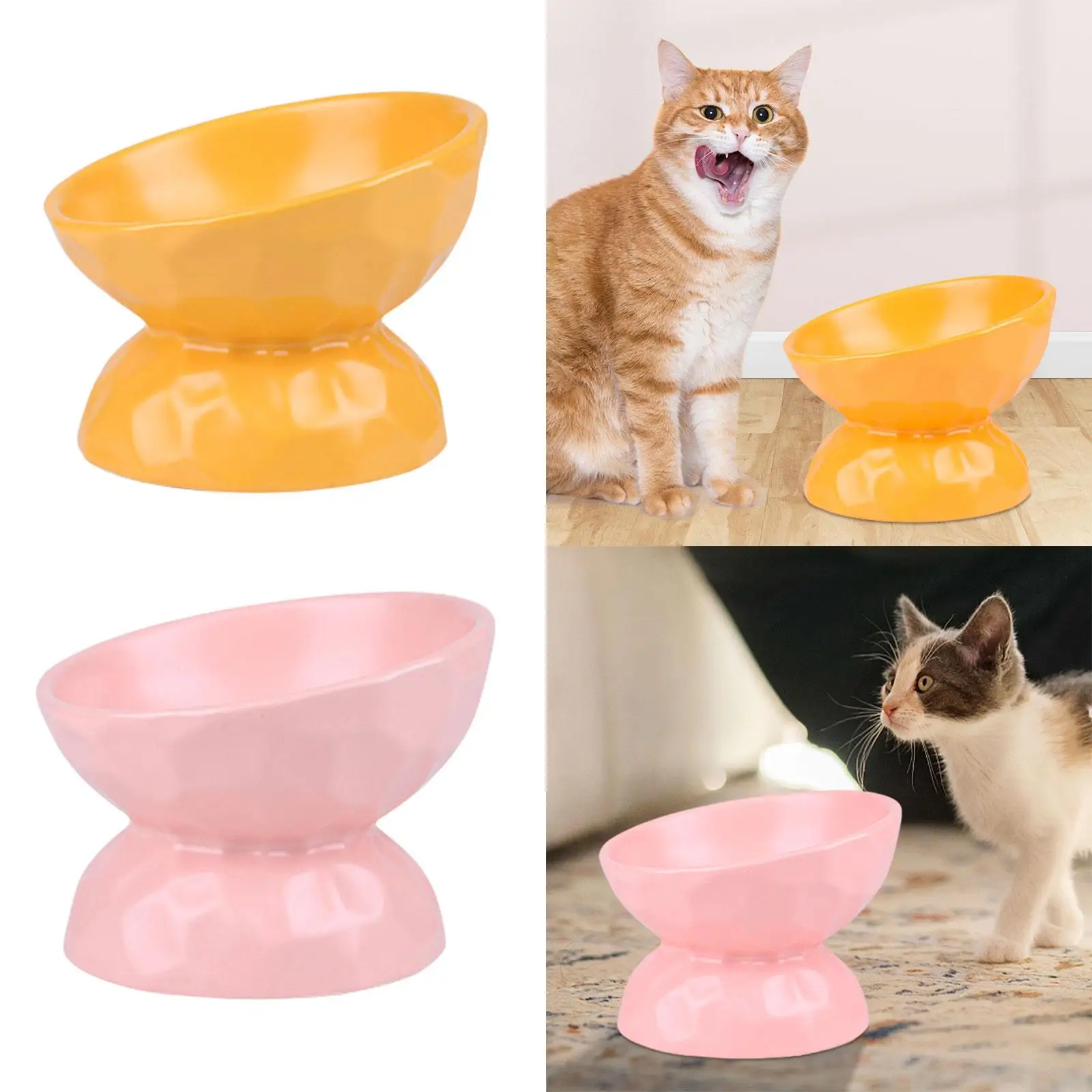 Ceramic Raised Cat Bowl Drinking Pet Feeding Bowl for Indoor Cats Elevated Cat Food Bowl Ceramic Cat Bowl Tilted Food Water Bowl