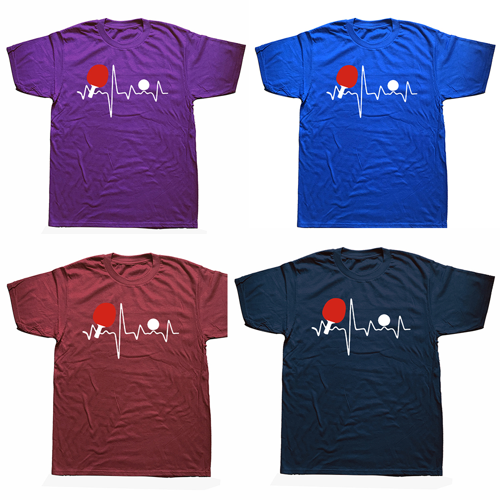Lustige Ping Pong Herzschlag T Shirts Grafik Baumwolle Streetwear Kurzarm Oansatz Harajuku Tischtennis T-shirt Herren Kleidung – Detail 3