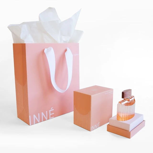 Custom Logo Pink Oud Attar Parfum Skincare Bottle Square Packaging
