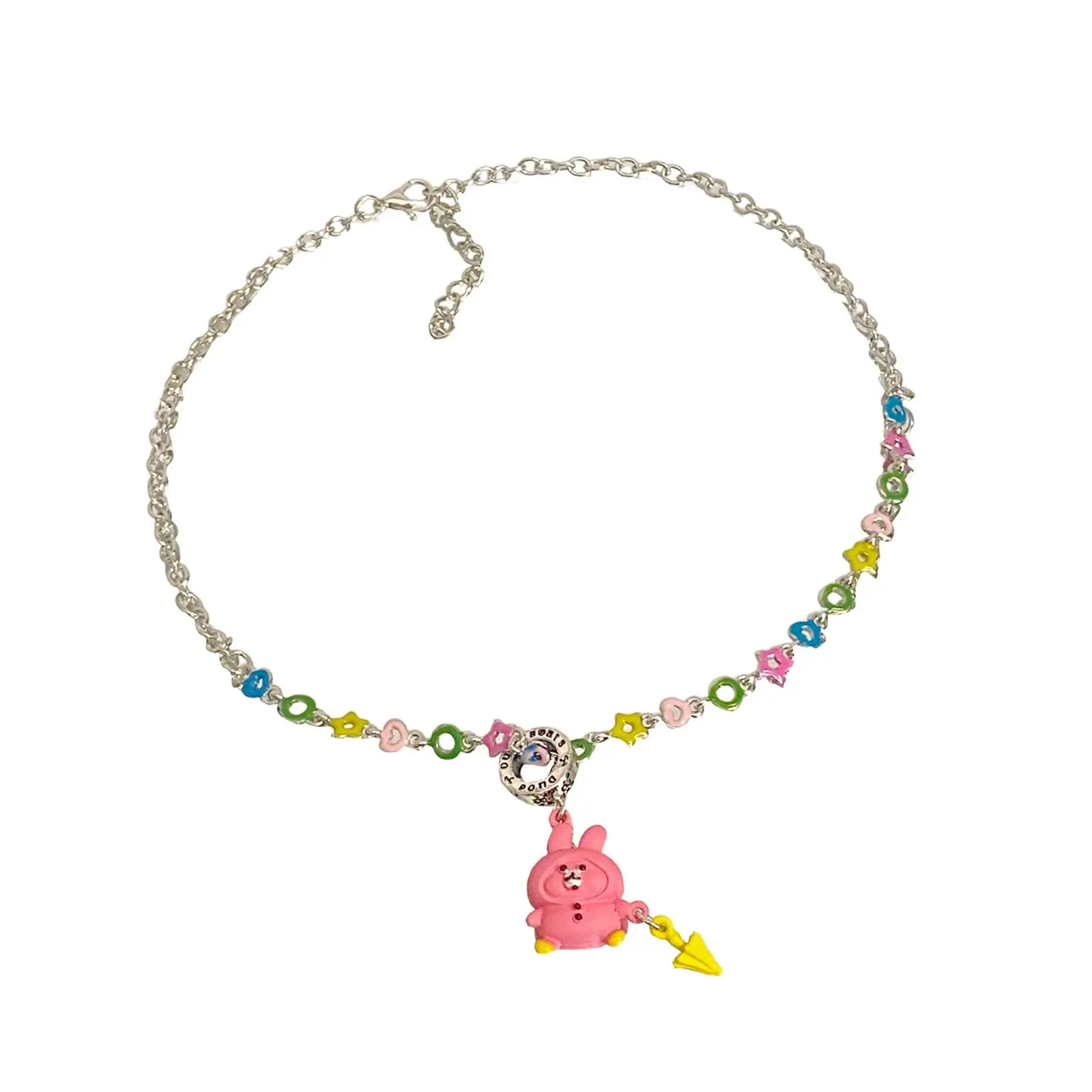 Colorful Choker Necklace Stylish Boho Cartoon Rabbit Pendant Necklace for Graduation Anniversary Beach Birthday Gift Party