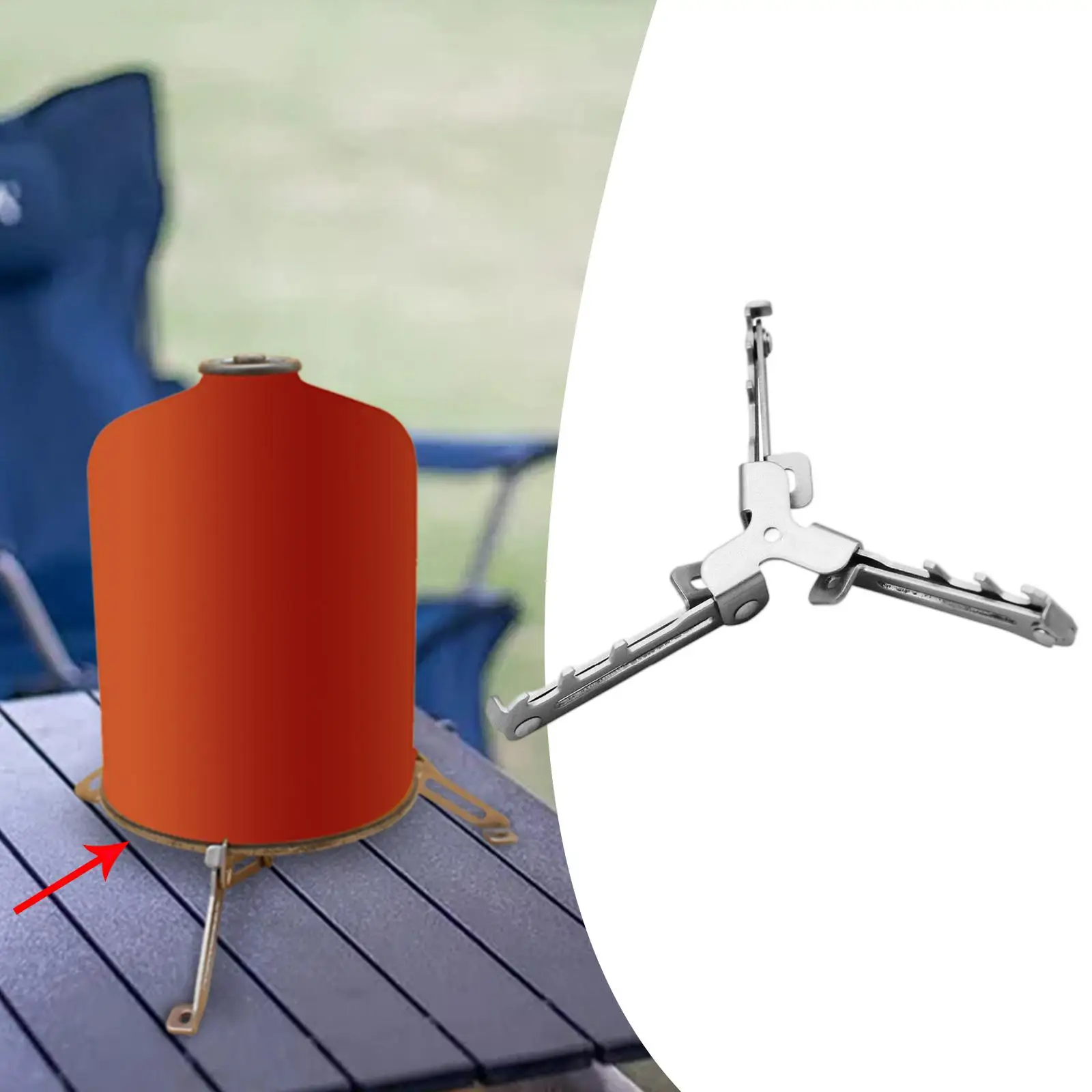 Foldable Gas Tank Stand Stove Bottle Shelf Tripod Base Stainless Steel