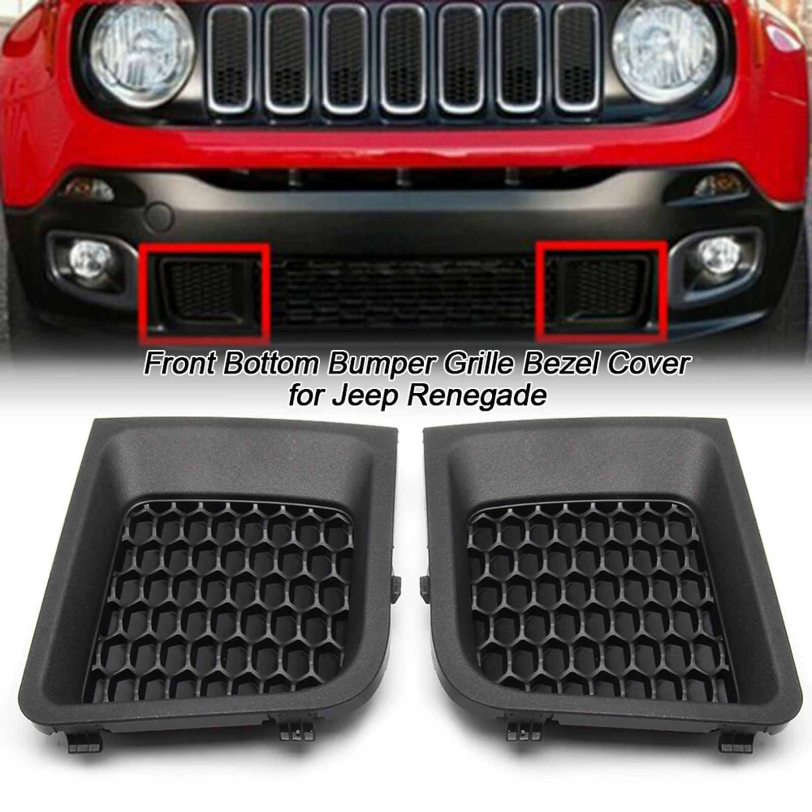 2Pcs Black Car  Front Bumper Lower Grille Bezel  Grill Replacement for   2015 2016 201 Automobile 140x175x25mm