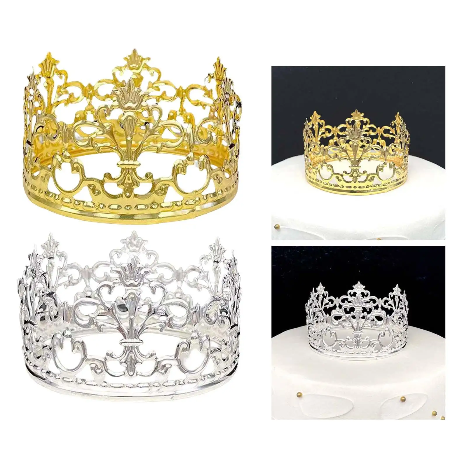 Crown Cake Topper Cake Decorations Full Round Iron Headband for Anniversaries Celebration