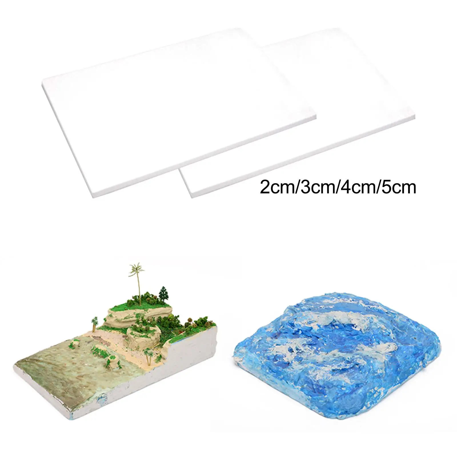 2x Craft Board Foam DIY Scenery Building Materials Miniature Accessories Modelling Foam Plate 20cmx30cm Rectangular Blocks