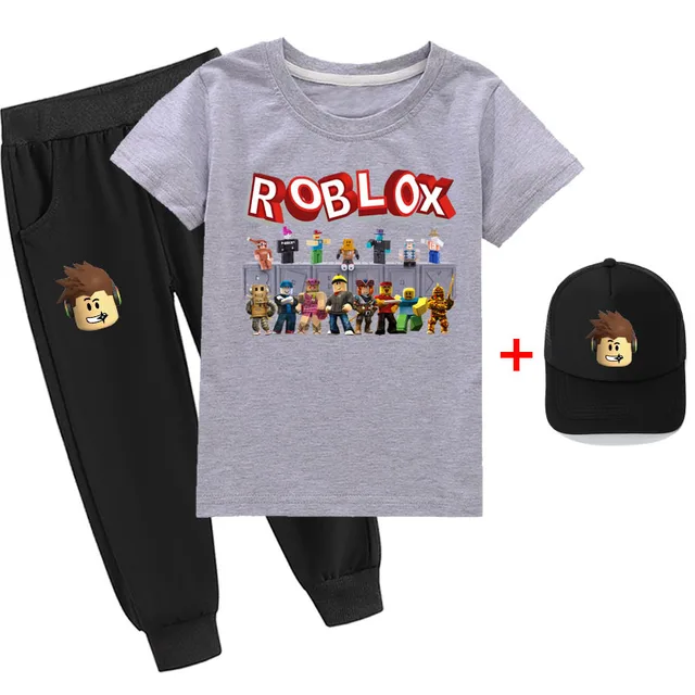 Roblox-Terno de lazer de duas peças para meninos e meninas, camiseta e  chapéu de manga curta, periférico de jogo, melhor presente de aniversário -  AliExpress