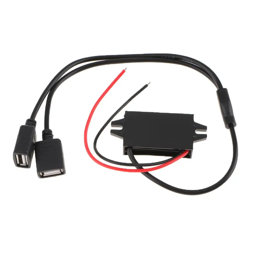 Car 8V-24V to 5V 3A  Converter with Dual USB Power Supply Cable