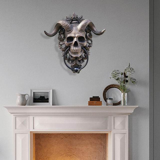 Portaocchiali A Forma Di Teschio - Scultura In Resina Con Vassoio Per Comodino