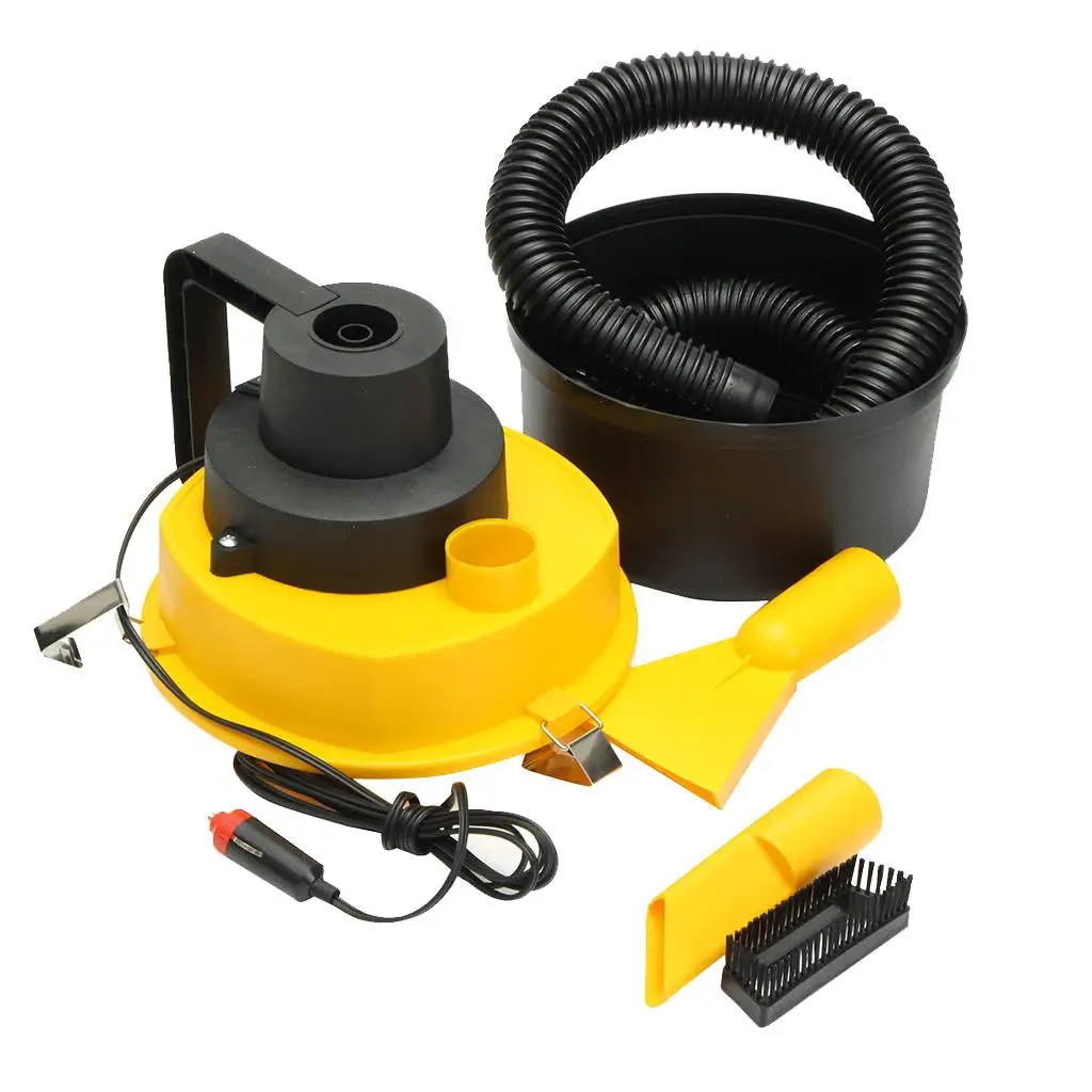 12V Automobile Vacuum Cleaner Large Capacity 120 Air Inflation -Yellow