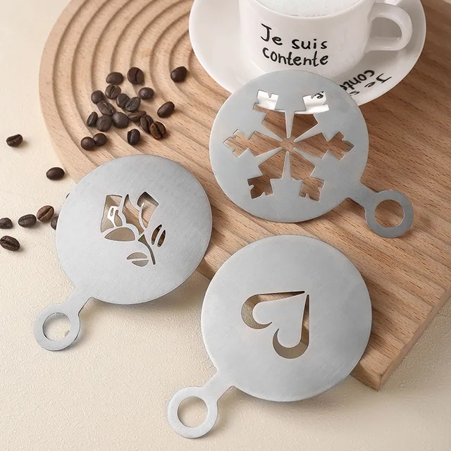 10Pcs Stainless Steel Coffee Art Templates Christmas Coffee Stencils  (Silver)