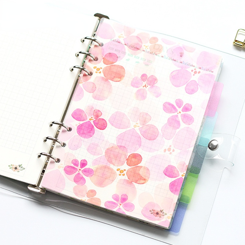 1 Set A5/A6 6-Loch-Planer, farbige Indexseiten mit Notizbuchseiten, Separatoren, Kategorieseiten, Kunststoffschale, Ringbuch – Detail 4