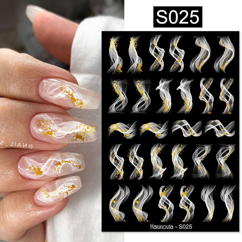 Best of Harunouta Nail Stickers Mixed Floral Abstract Geometric Nail Art Decoration Gold Foil Leaf Flowers Manicure Accessories Tools Reviews & Tips