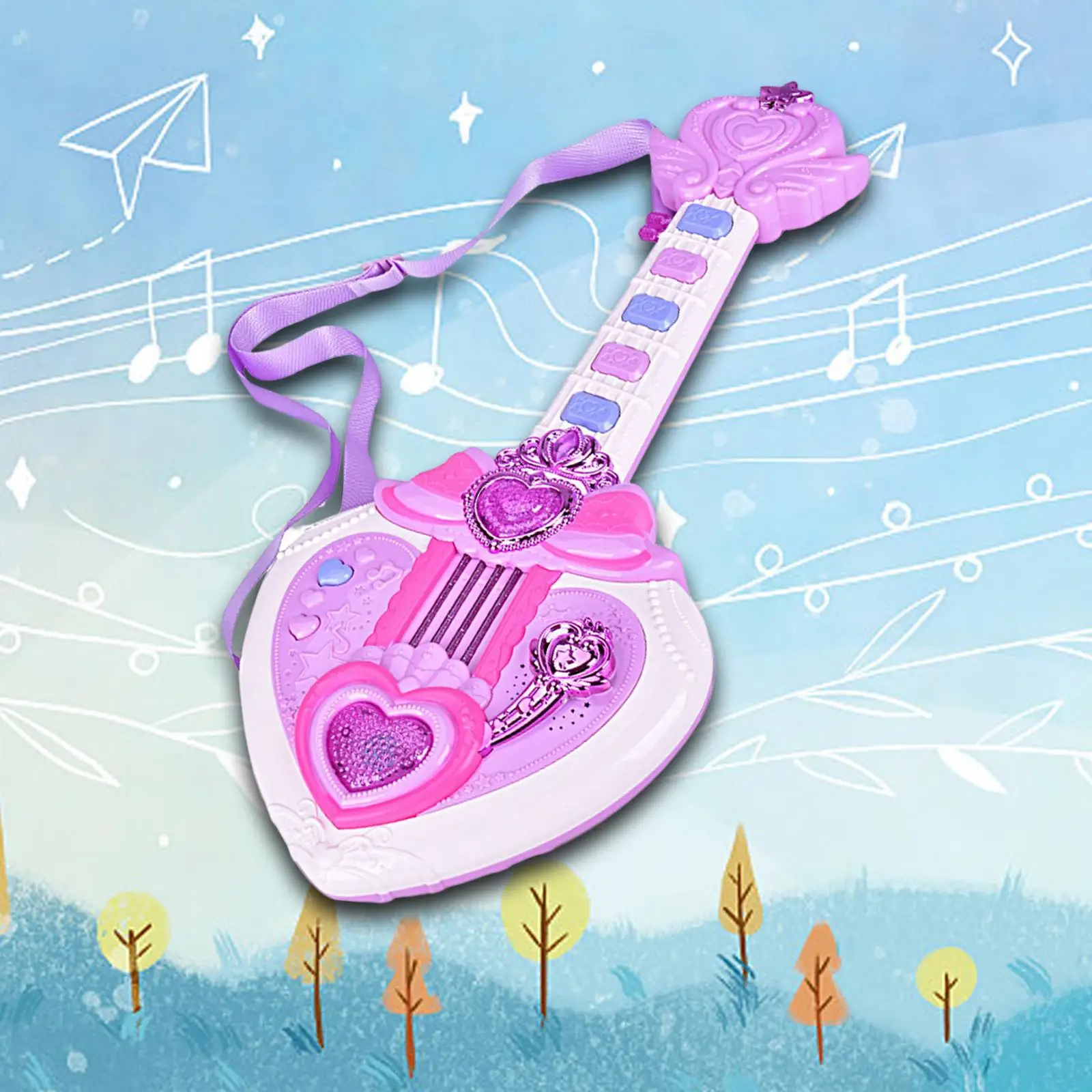 Kids Music Toys with Lights Musical Skill Improving 8 Buttons Electronic Guitar Toy for Toddler Baby Preschool Holiday Gifts