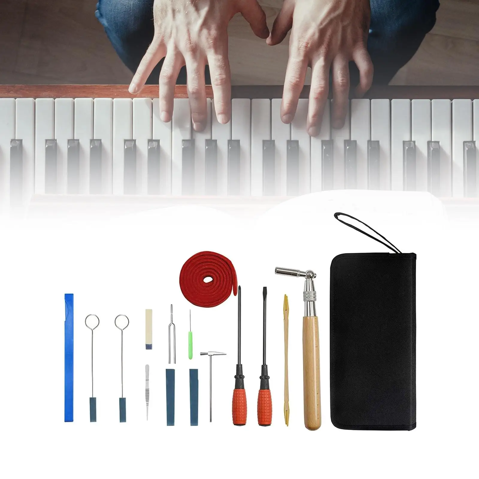 16Pcs Piano Tuning Kits with Case Practical Maintenance Set Tuning Wrench for Piano Tuning Enthusiasts Music Tuning Accessories