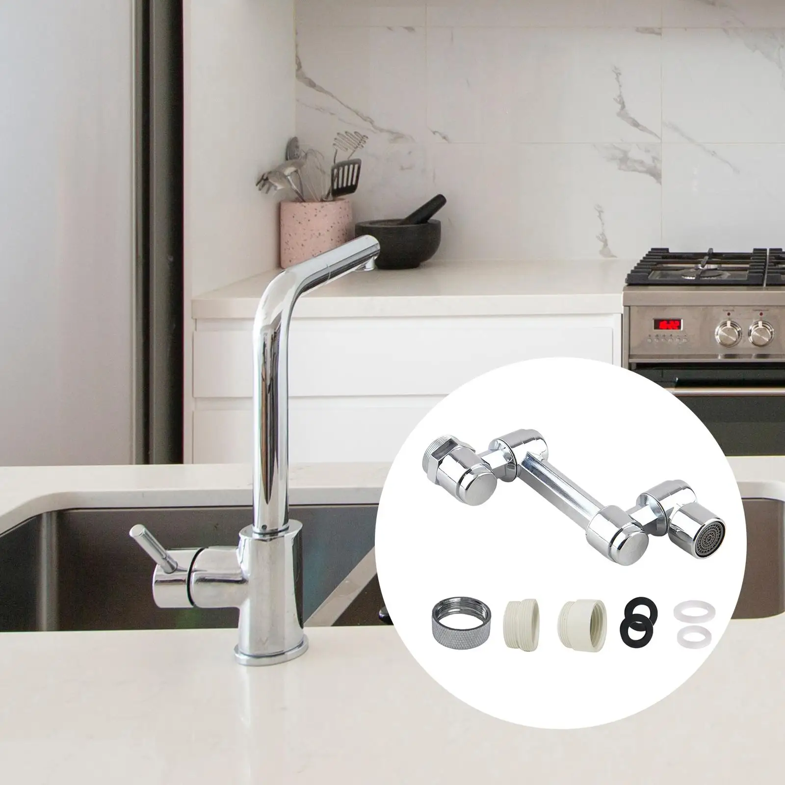 Flexible Swivel Sink Faucet Aerator, Splash Filter Faucet, for Home Hotel Restaurant Laundry Room Bathroom Basin