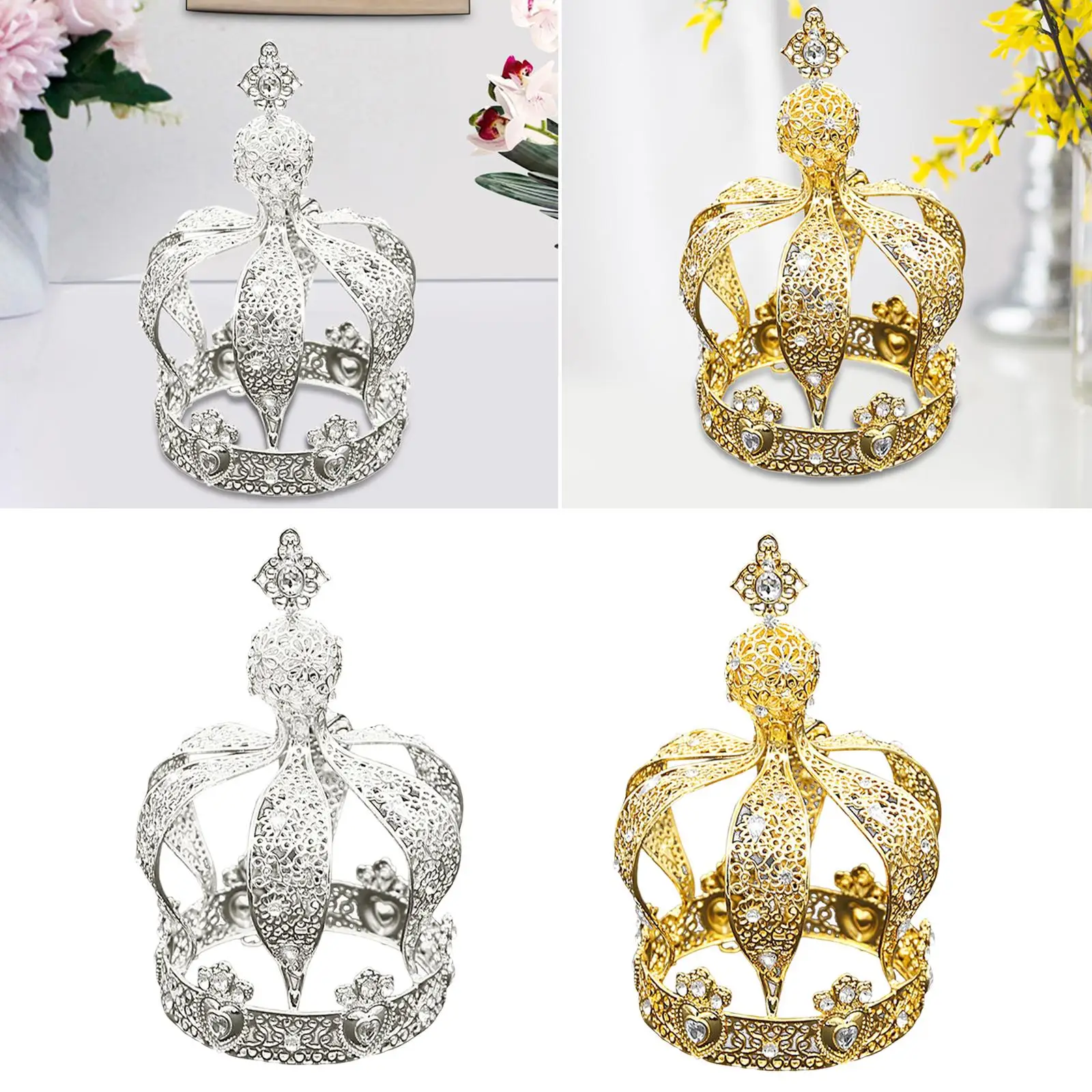 Crown Cake Topper Cupcake Decorations Alloy Cake Ornament Princess Crown for Birthday Party Anniversary Cosplay Themed Parties