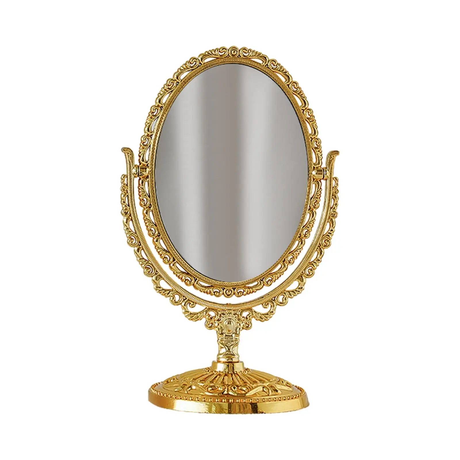 Small Retro Makeup Mirror Oval Rotatable for Bedroom Dressing Table Women