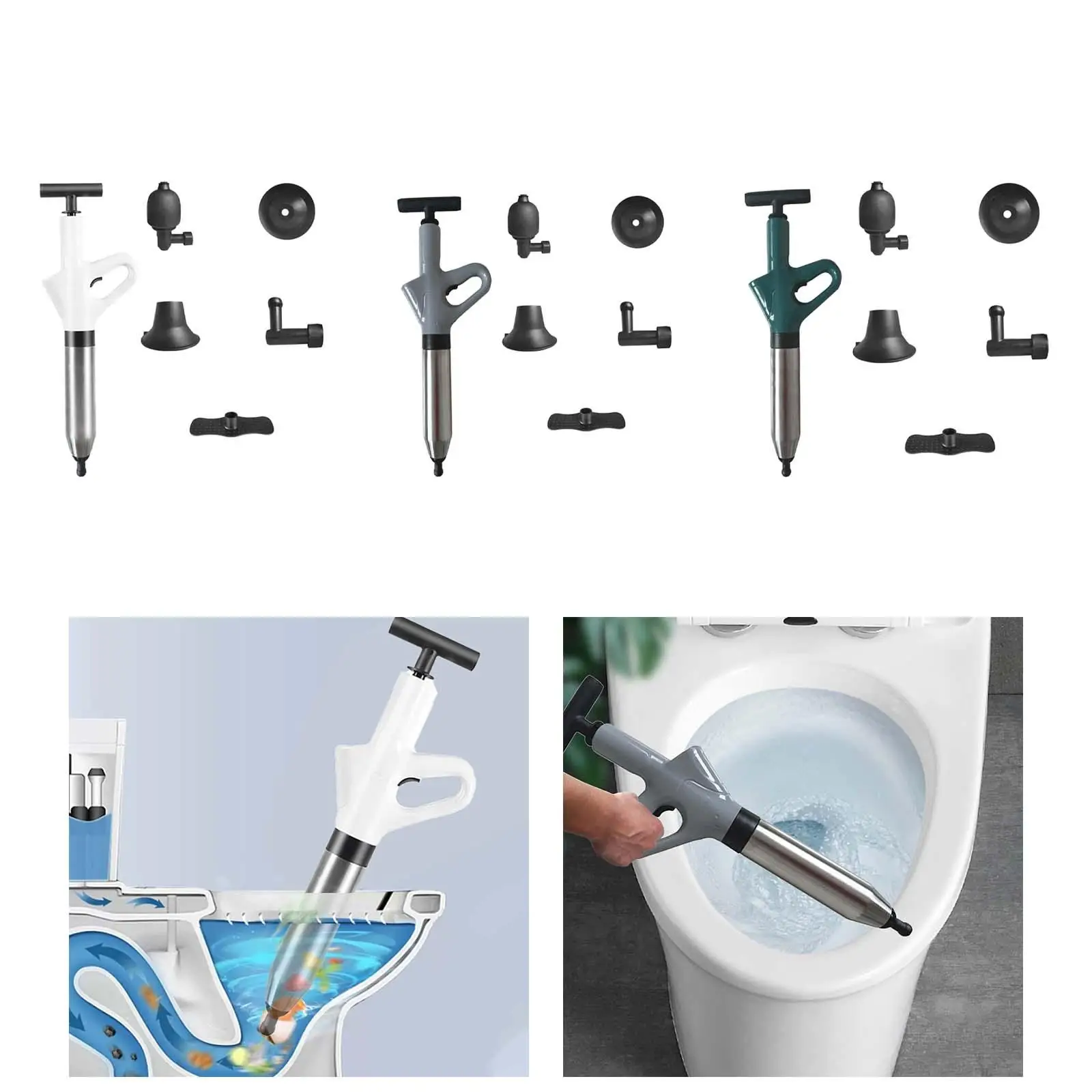 Toilet Plunger Manual Pneumatic Drain Hair Clog Remover Plunger for Clogged Toilet Sewer Toilet Drain Blocked Pipe Kitchen