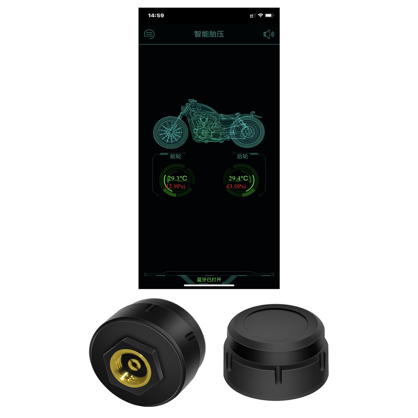 2 Pieces/Set Bluetooth Motorcycle Tire Pressure Monitoring System Sensor TPMS Sensor Real Time Monitor for Two-Wheel Bike