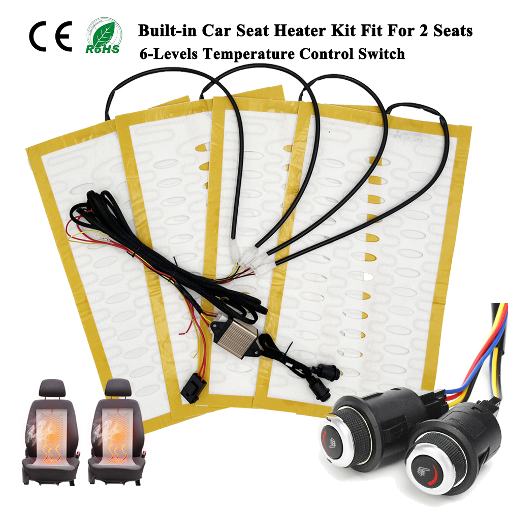 Eingebautes Auto-Sitzheizungs-Kit für 2 Sitze 12-V-Universallegierungsdraht. Schnelle Heizkissen 6-stufiges rundes Steuersc halters ystem – Detail 3