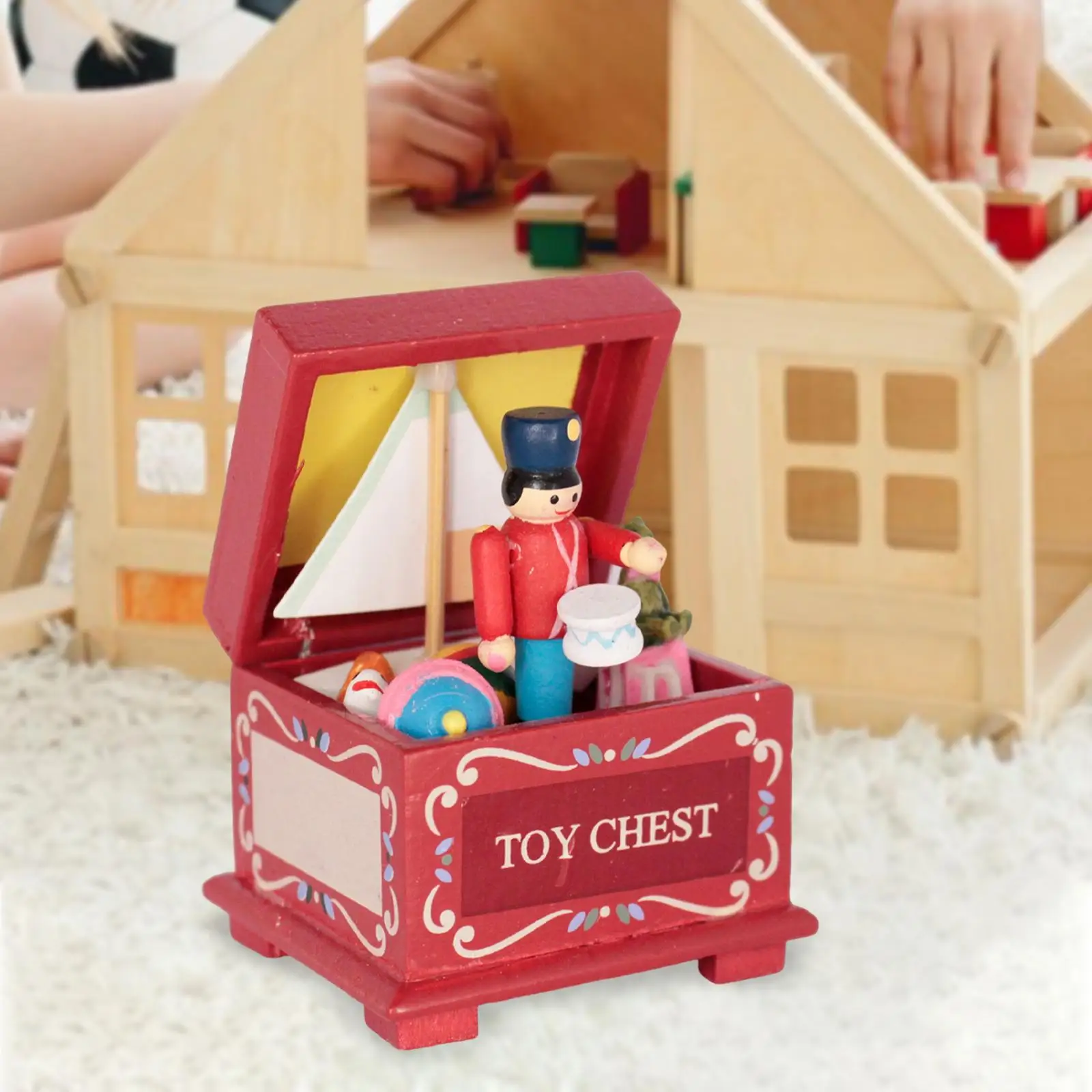 Dollhouse Toys Chest Full of Toys Retro Ornament Decorative Miniature for Dollhouse Collectibles Pretend Toy Accessory Bedroom