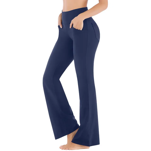 High Waist Leg Sports Trousers Flare Leggings Wide Straight Flared Yoga  Pants With Pocket For Yoga