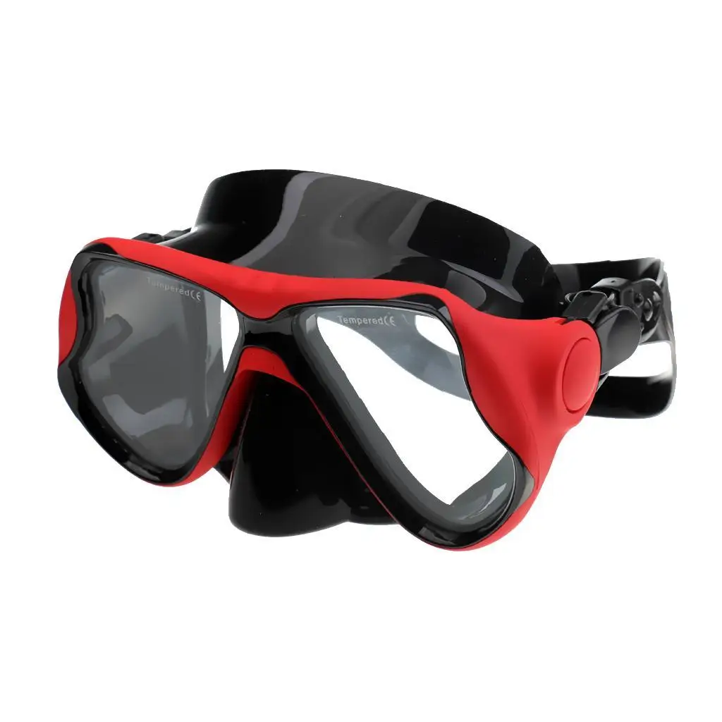 Adult Premium Quality Silicone Scuba Diving Snorkelling Flexible Silicone, Tempered Glass Lens Mask Anti-fog Black