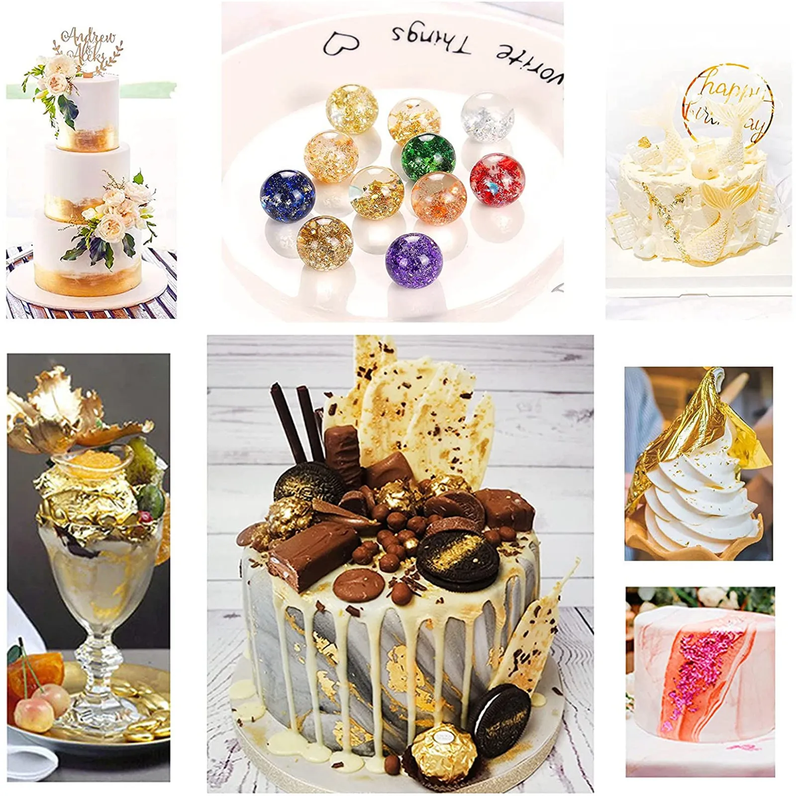 3g/Bottle Imitation Gold Silver Foil Paper Leaf Gilding DIY Art Craft Paper Birthday Party Wedding Cake Dessert Decorations