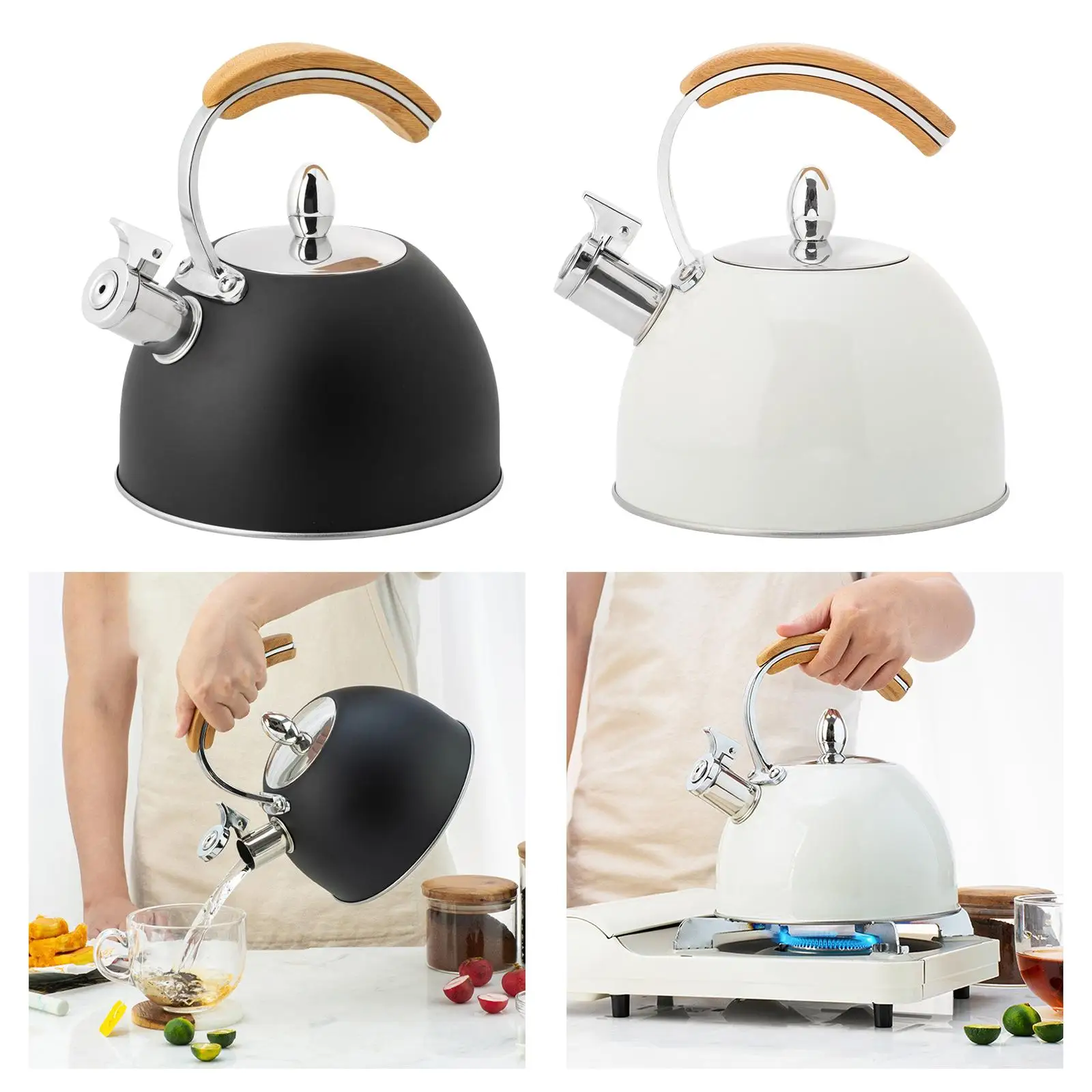 Whistling Tea Kettle 3L Stovetop Stainless Steel Teapot with Loud Whistle, Anti-Rust and Anti-Heat Handle