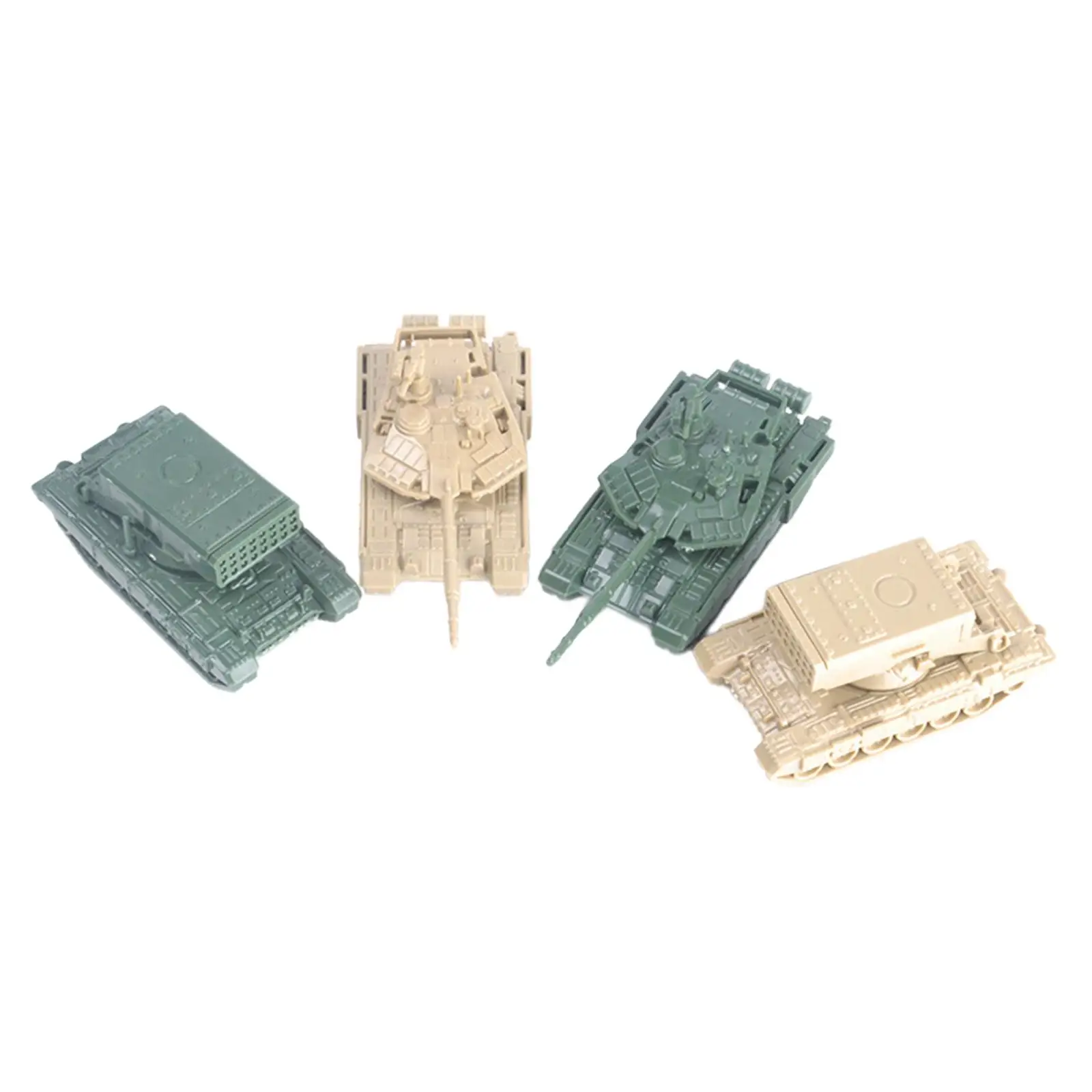 4x Armored Tank Model 1/144 Craft Miniature Tank Puzzle Tracked Crawler Chariot for Adults Party Favors Collection Children Gift