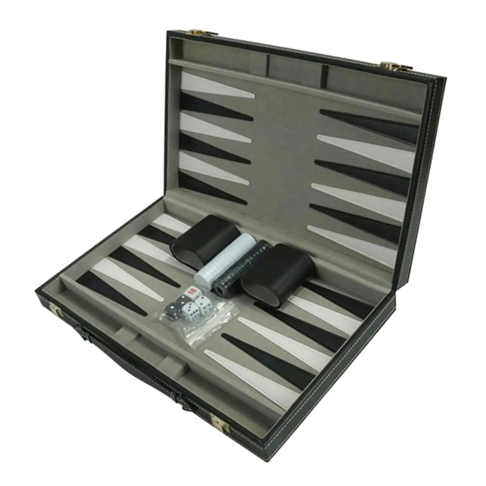 15 Inch Collapsible Backgammon Set PU Leather Case Portable 