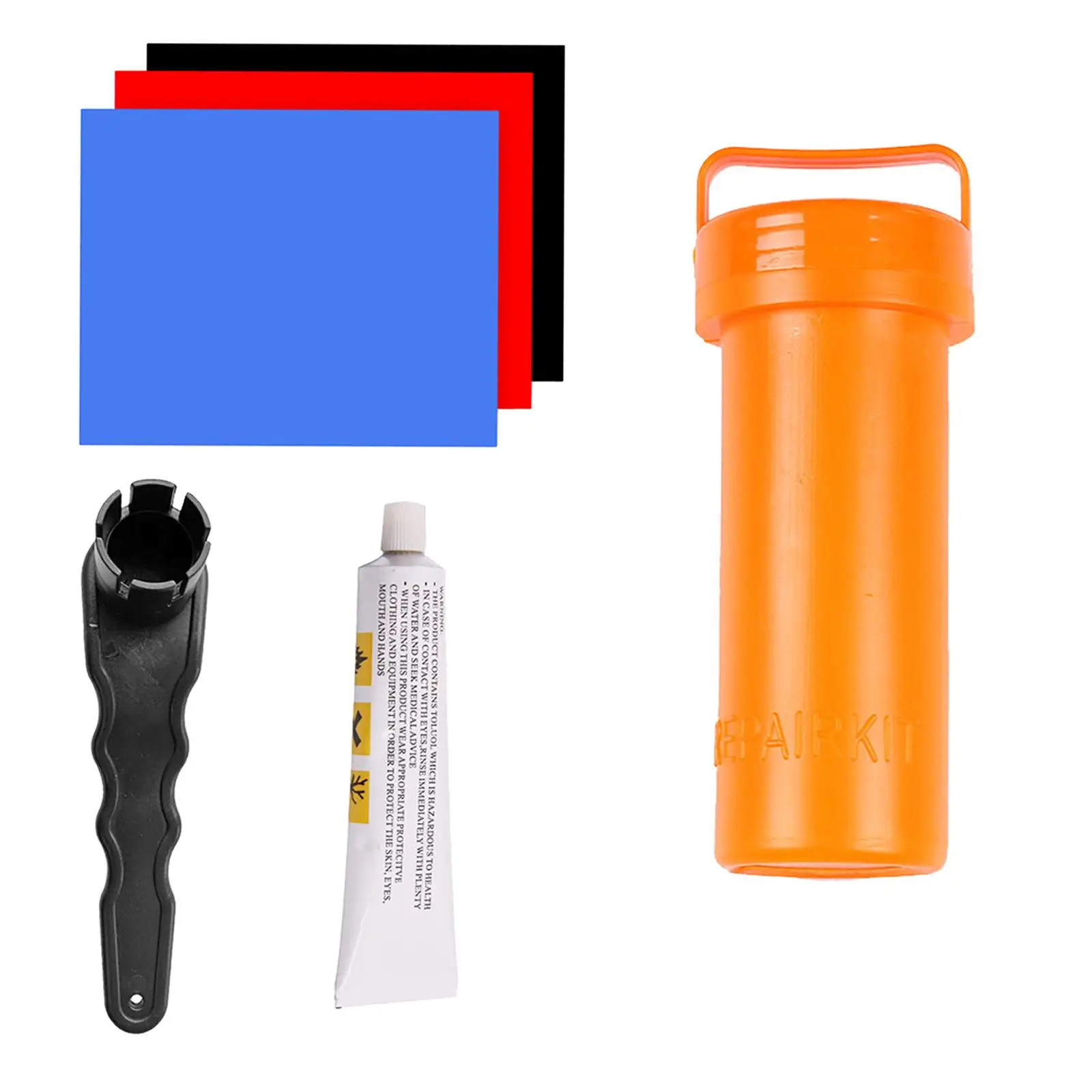 Portable PVC Repair Patch Glue Durable  Inflatable Boat Kayak Wrench Rubber Raft Swim  with Storage Bucket
