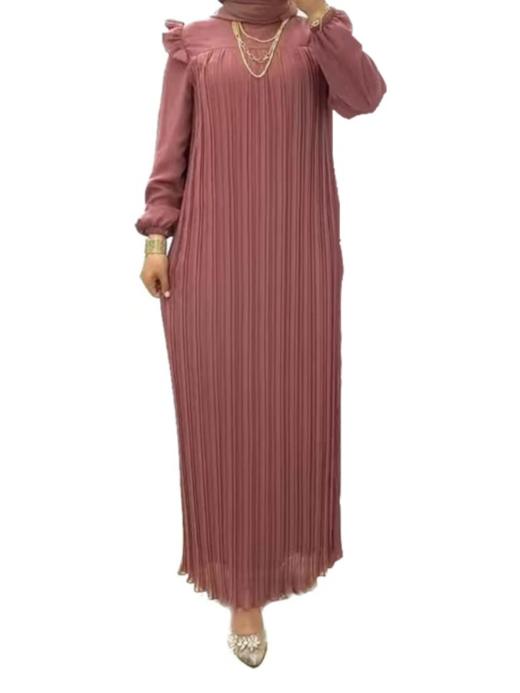 Eid 2023 Muslim Women Party Dress Abaya Dubai Women Kaftans Evening Pleated Dresses Morocco Islam Robe Femme Musulmane Vestidos