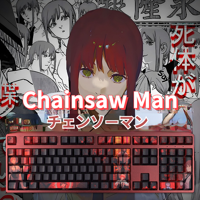 motosserra homem tema anime keycap transparente pbt material cereja perfil adequado para tampa de teclado mecânico