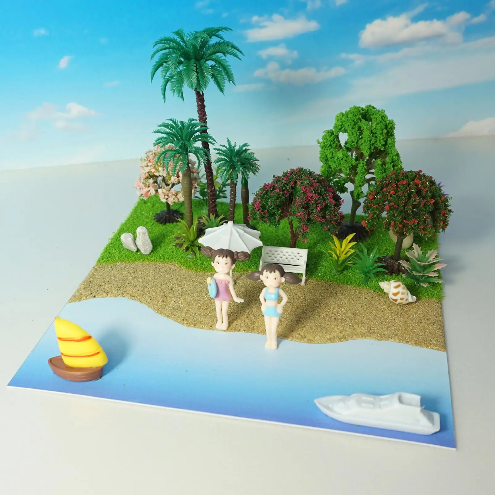 Summer beach scenes Building HO Scale Scenery Kits Ornament for Desk Office