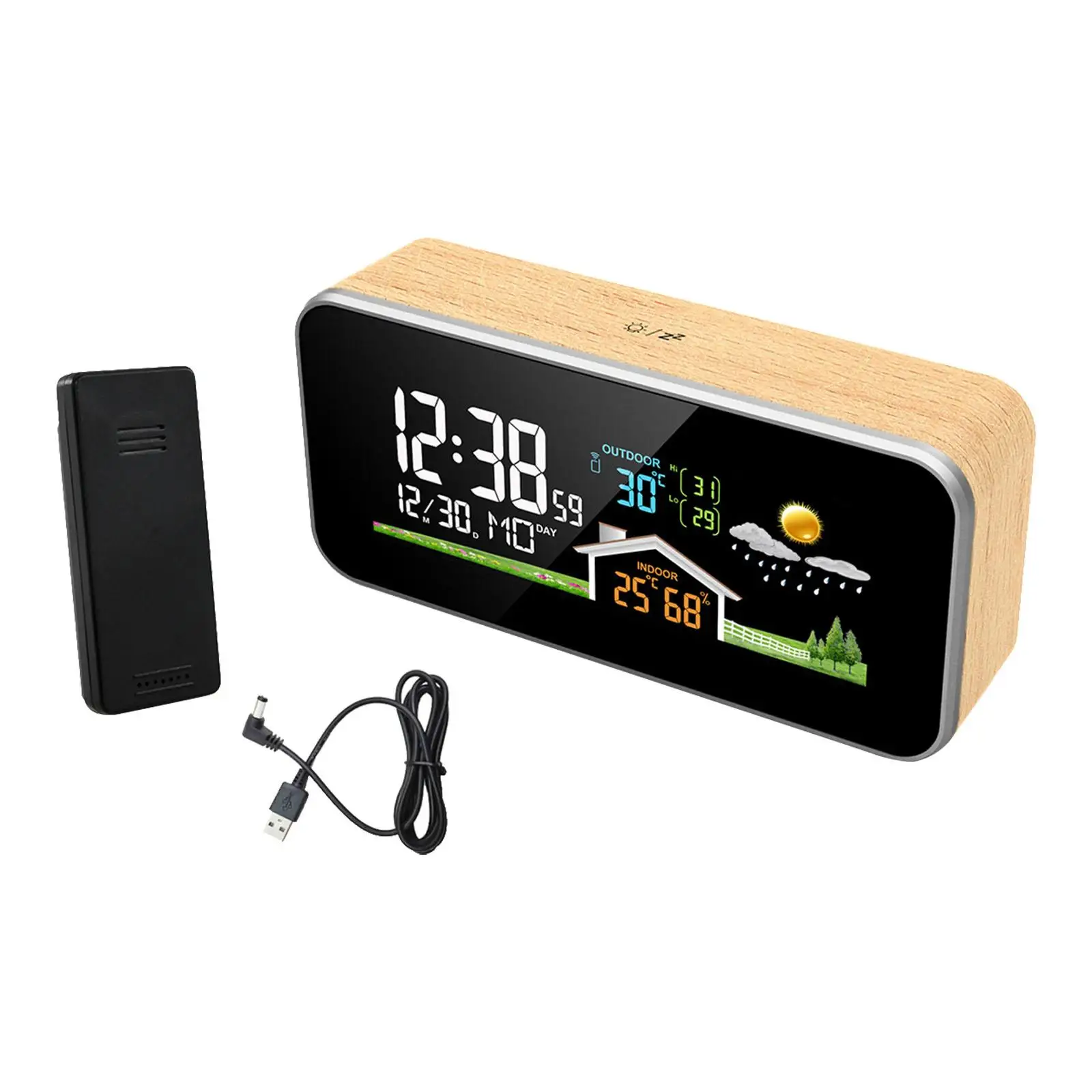 Weather Station Alarm Clock Weather Monitor Portable Decoration for Kitchen