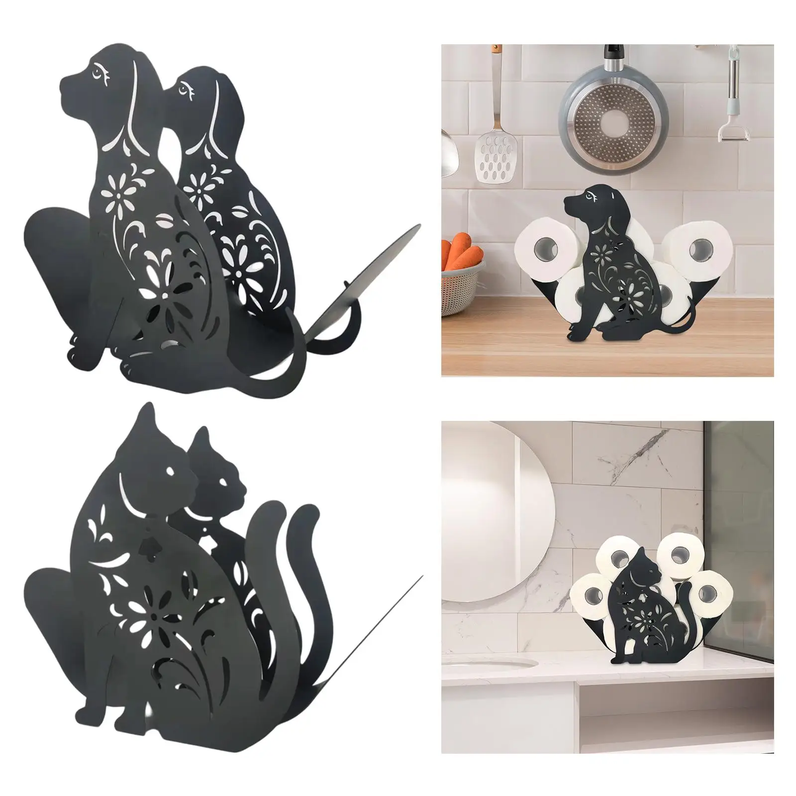 Creative  Holder, Bathroom Tissue Storage Iron Hollow Out Animals Model Roll Paper Rack for Home Washroom Crafts Decoration