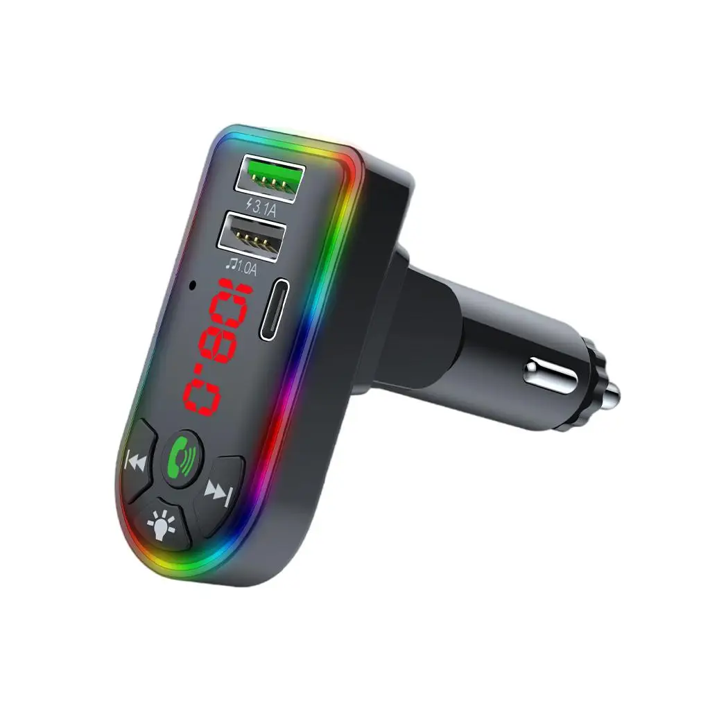 Universal Car Charger FM Transmitter 3.4A 12-24V Multiport MP3 Quick Charge Radio Adapter Handsfree Call Cigarette Lighter Plug