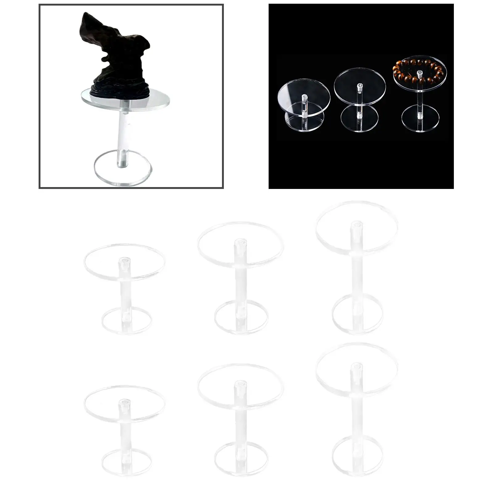 2Pcs Pedestal Display Riser Stands Clear Portable Modern Durable Jewelry Display Stand for Dresser Top Keychain Tabletop Watches