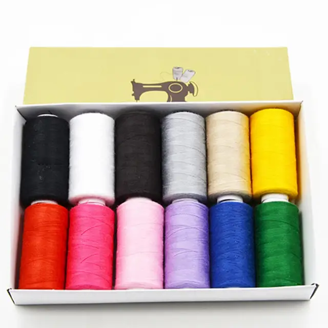 12pcs Sewing Threds Set 12 Colors Polyester Ssorted Colorful 350m