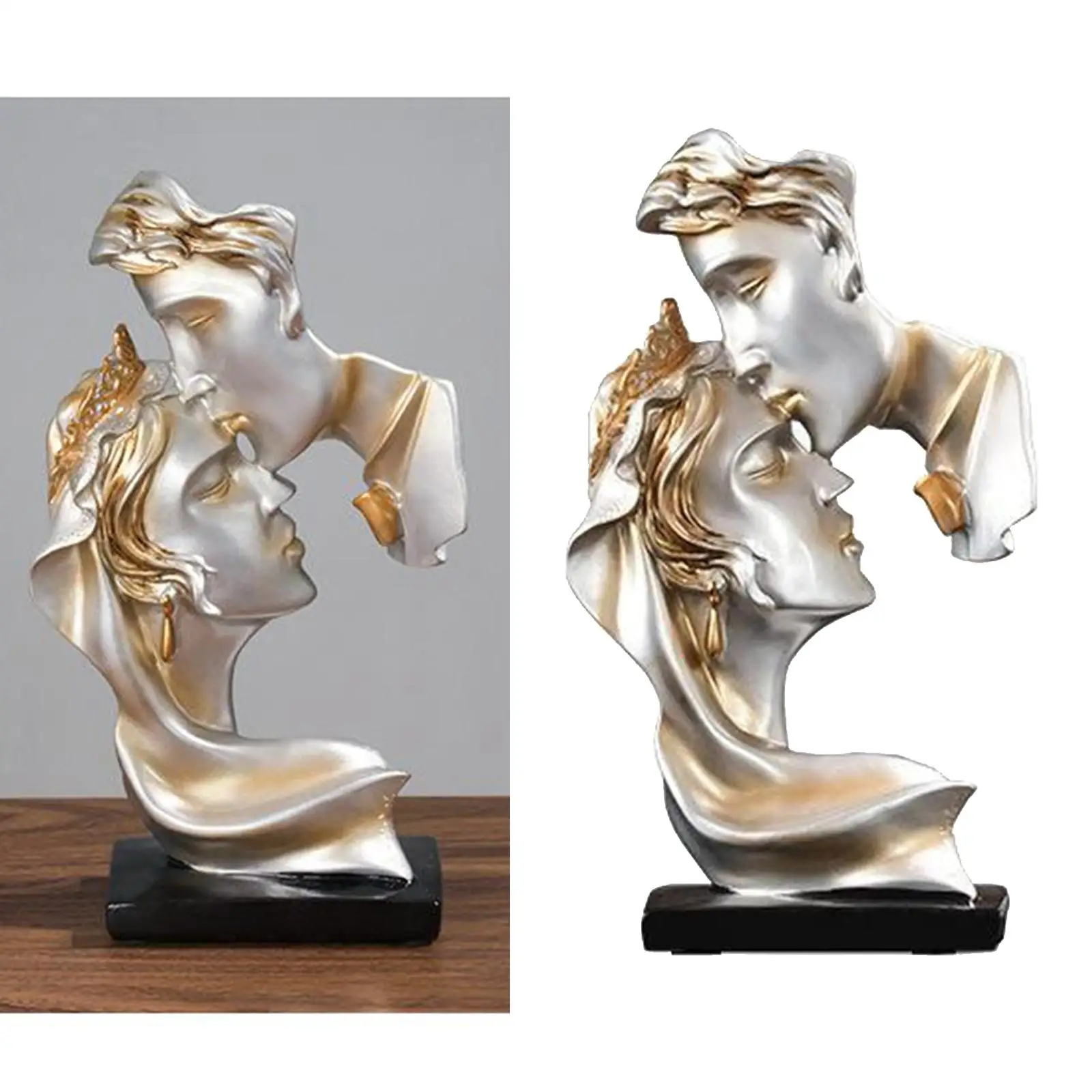 2x Couples Statue Home Decor Ornament Mini Resin Figurines Collectible Gray