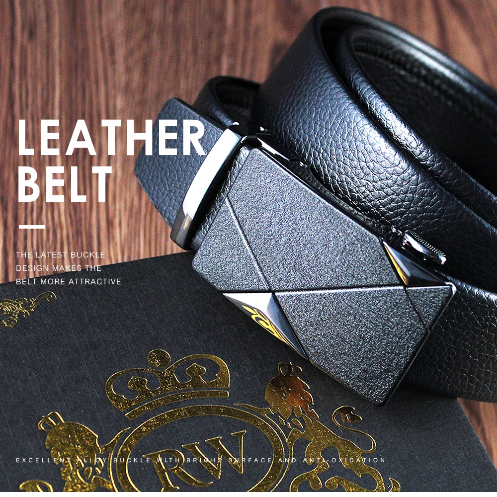 Title 6, Men Belts Automatic Buckle Belt Genune Leather ...