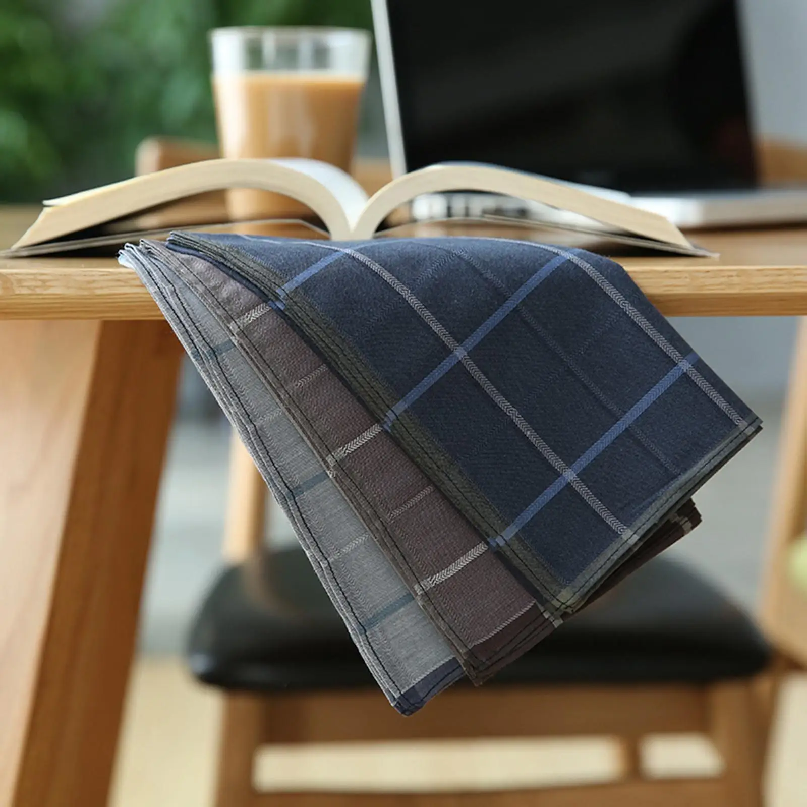 3x Men Handkerchiefs Gift for Father Square Hankies Hanky Pocket for Suit
