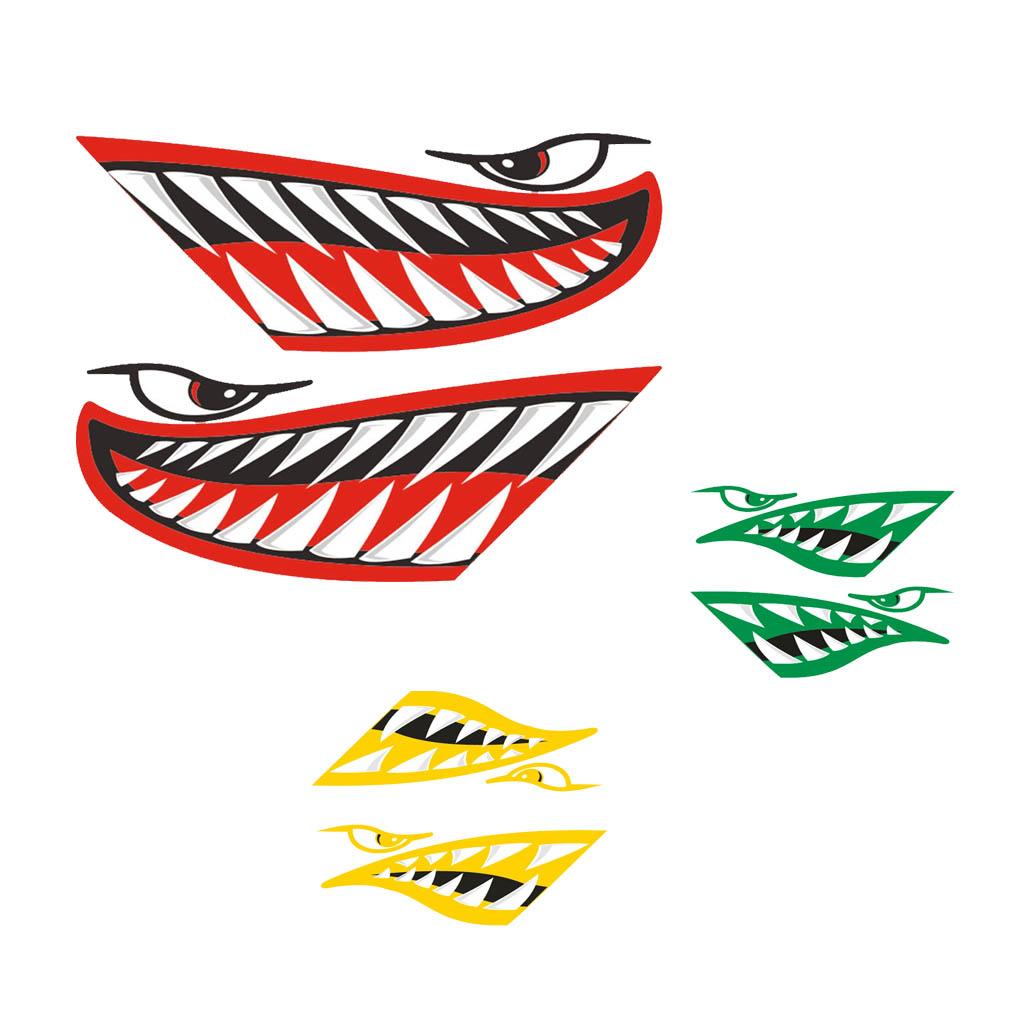 2 Pieces  Mouth Boat Decals Fishing Graphic Sticker (M2051, 14 x 5 inch)