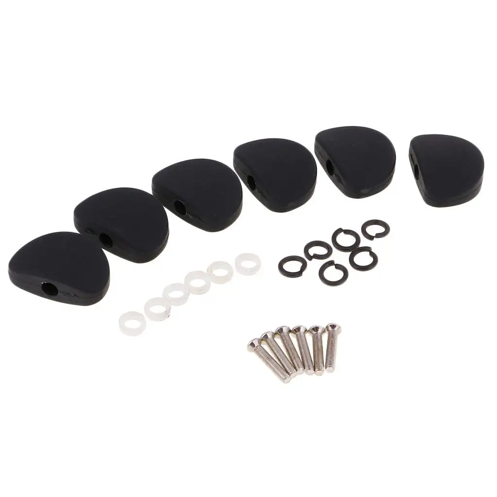 Set of 6 Strings Tuning Pegs  Button Accessories for Guitar, Black